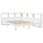 Bookcase Bed without Mattress White 140x190 cm Solid Wood Pine