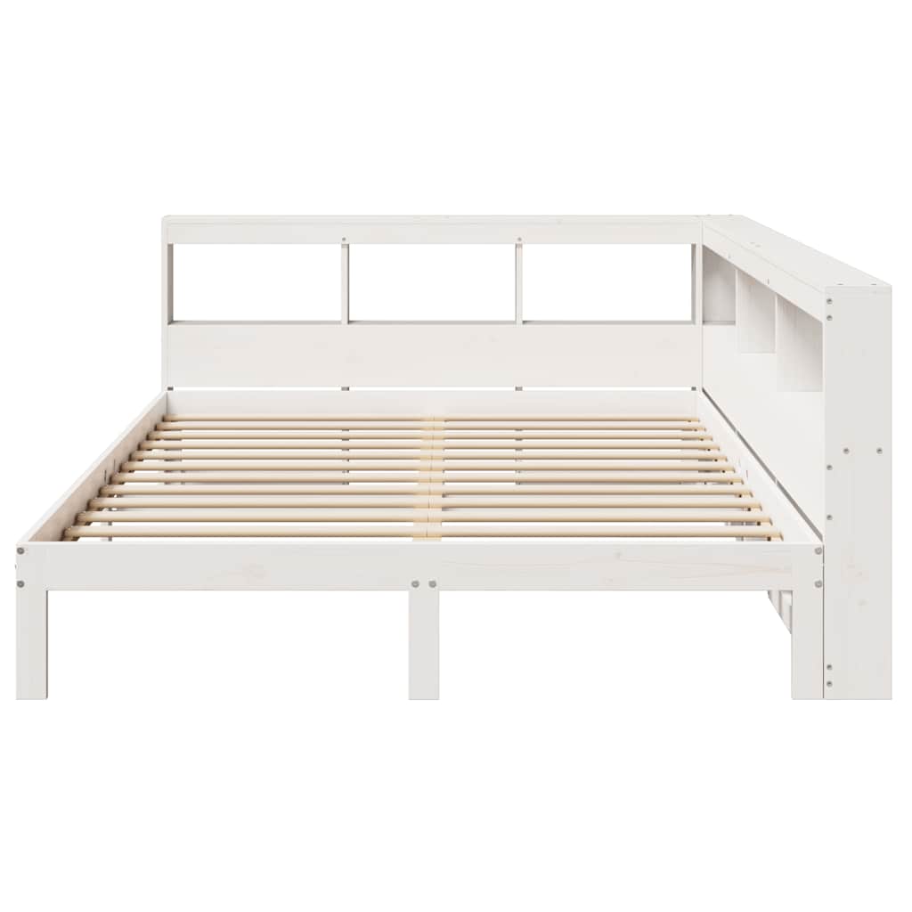 Bookcase Bed without Mattress White 140x190 cm Solid Wood Pine