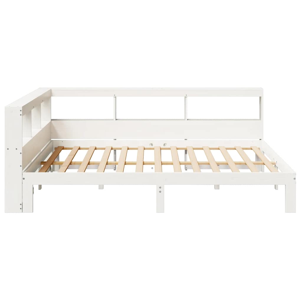 Bookcase Bed without Mattress White 140x190 cm Solid Wood Pine
