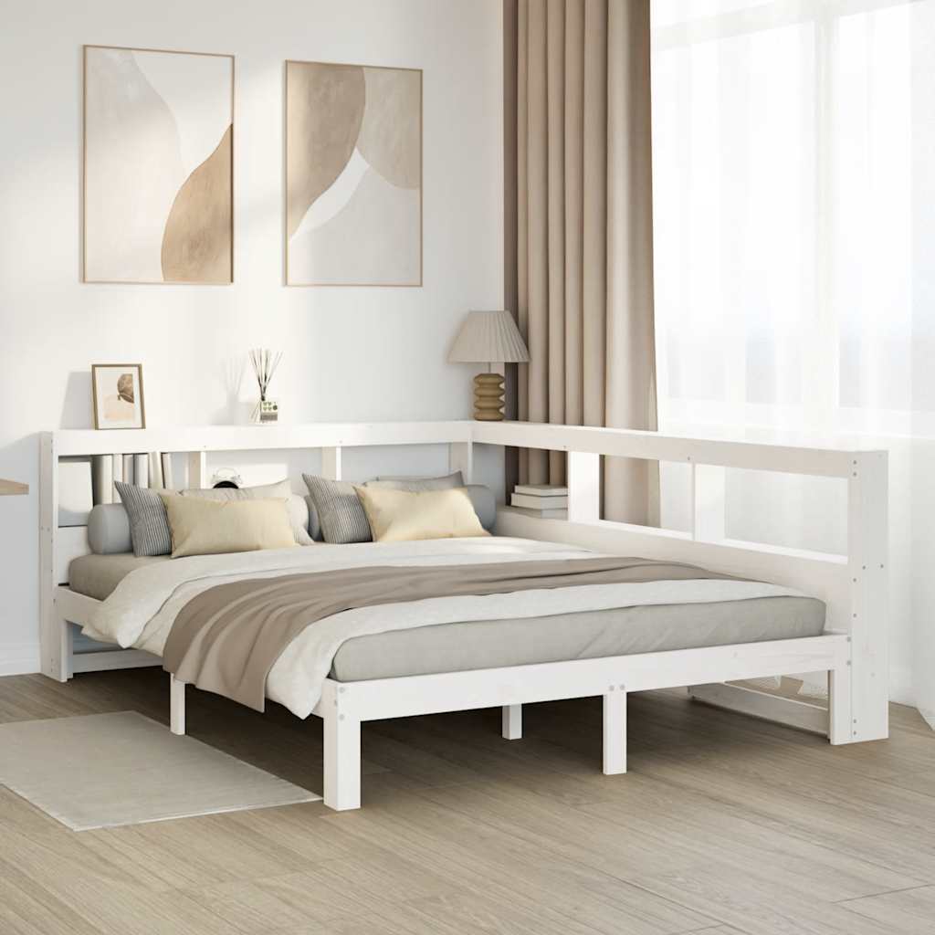 Bookcase Bed without Mattress White 140x190 cm Solid Wood Pine