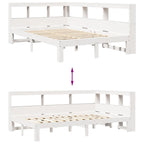 Bookcase Bed without Mattress White 120x190 cm Small Double Solid Wood Pine