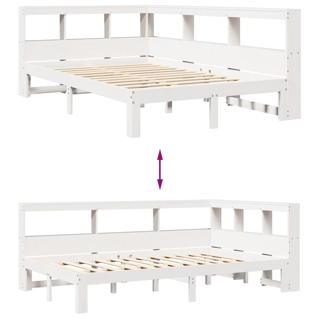 Bookcase Bed without Mattress White 120x190 cm Small Double Solid Wood Pine