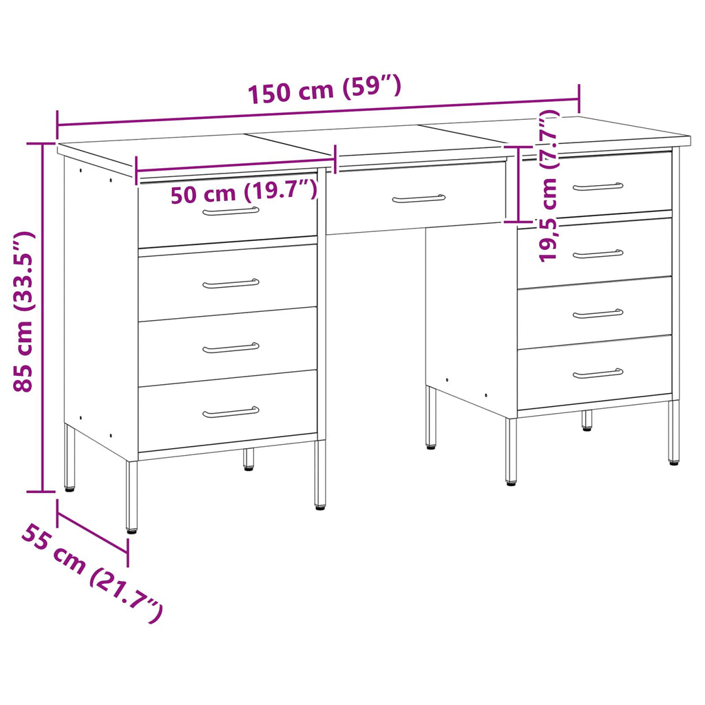 Work Cabinet with Drawer with Lock 3 pcs Black 150 x 55 x 85 cm