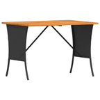 Garden Table with Acacia Wood Top Black 105x75x72 cm Poly Rattan