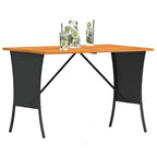 Garden Table with Acacia Wood Top Black 105x75x72 cm Poly Rattan
