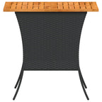 Garden Table with Acacia Wood Top Black 105x75x72 cm Poly Rattan
