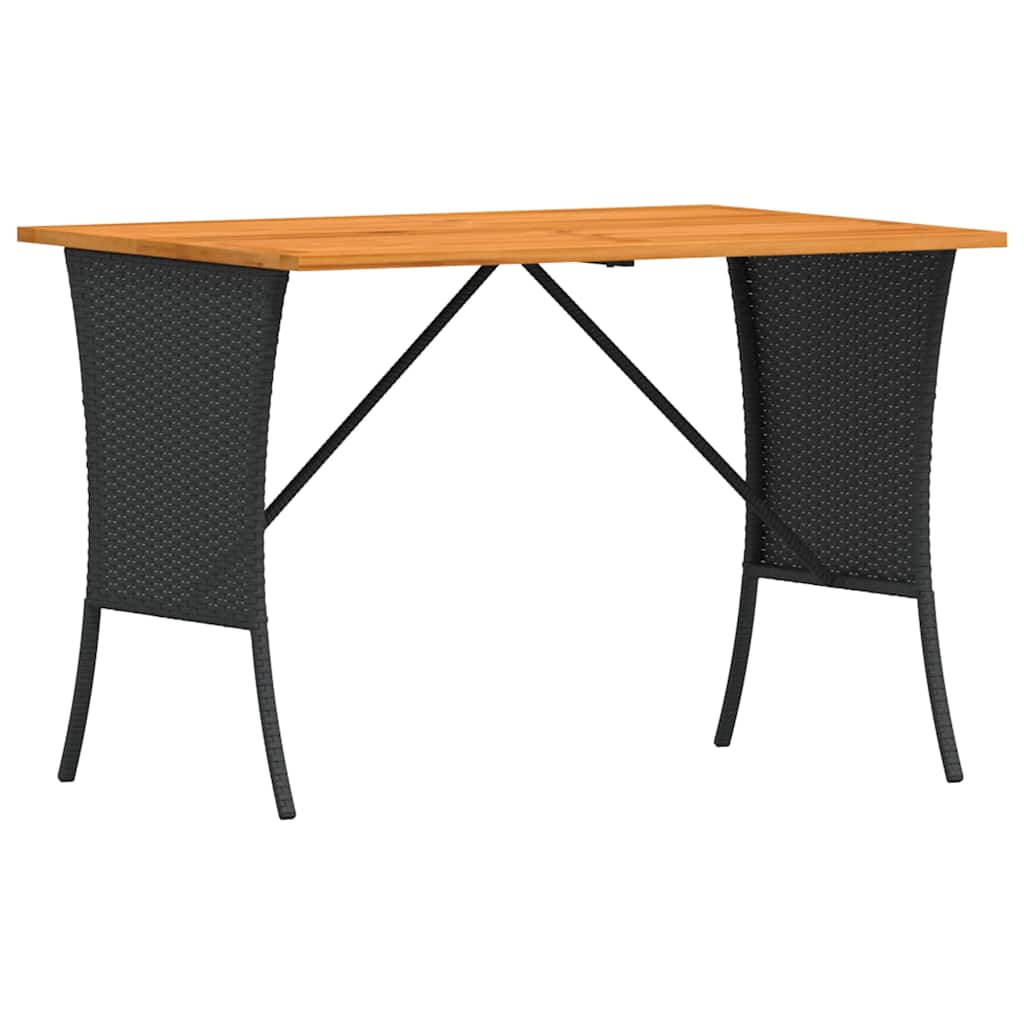 Garden Table with Acacia Wood Top Black 105x75x72 cm Poly Rattan