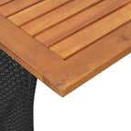 Garden Table with Acacia Wood Top Black 105x75x72 cm Poly Rattan