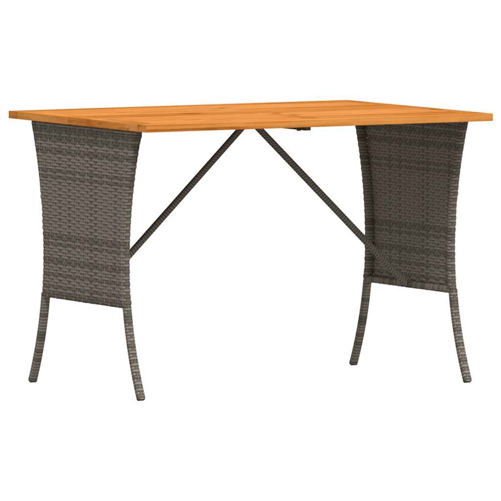 Garden Table with Acacia Wood Top Grey 105x75x72 cm Poly Rattan