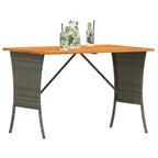 Garden Table with Acacia Wood Top Grey 105x75x72 cm Poly Rattan
