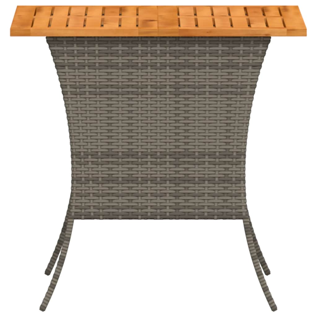 Garden Table with Acacia Wood Top Grey 105x75x72 cm Poly Rattan