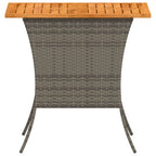 Garden Table with Acacia Wood Top Grey 105x75x72 cm Poly Rattan