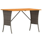 Garden Table with Acacia Wood Top Grey 105x75x72 cm Poly Rattan
