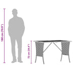 Garden Table with Acacia Wood Top Grey 105x75x72 cm Poly Rattan