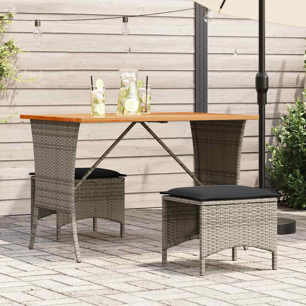 Garden Table with Acacia Wood Top Grey 105x75x72 cm Poly Rattan