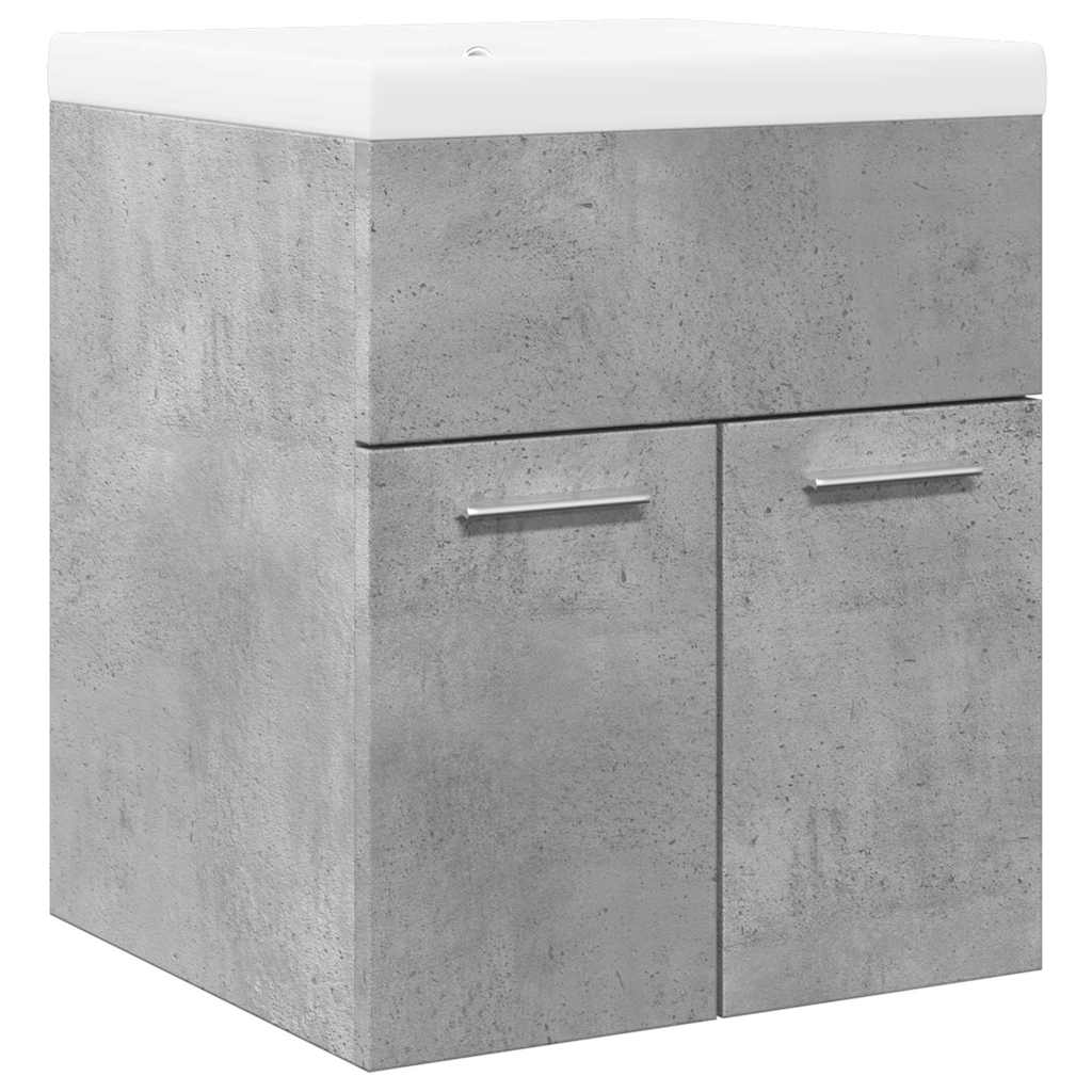 2 Piece Bathroom Furniture Set Concrete Grey Engineered Wood