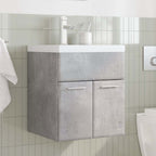 2 Piece Bathroom Furniture Set Concrete Grey Engineered Wood