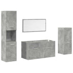 4 Piece Bathroom Furniture Set Concrete Grey Engineered Wood