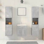 4 Piece Bathroom Furniture Set Concrete Grey Engineered Wood