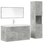 4 Piece Bathroom Furniture Set Concrete Grey Engineered Wood