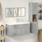 4 Piece Bathroom Furniture Set Concrete Grey Engineered Wood