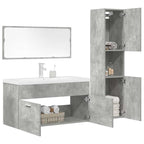 4 Piece Bathroom Furniture Set Concrete Grey Engineered Wood