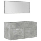 4 Piece Bathroom Furniture Set Concrete Grey Engineered Wood