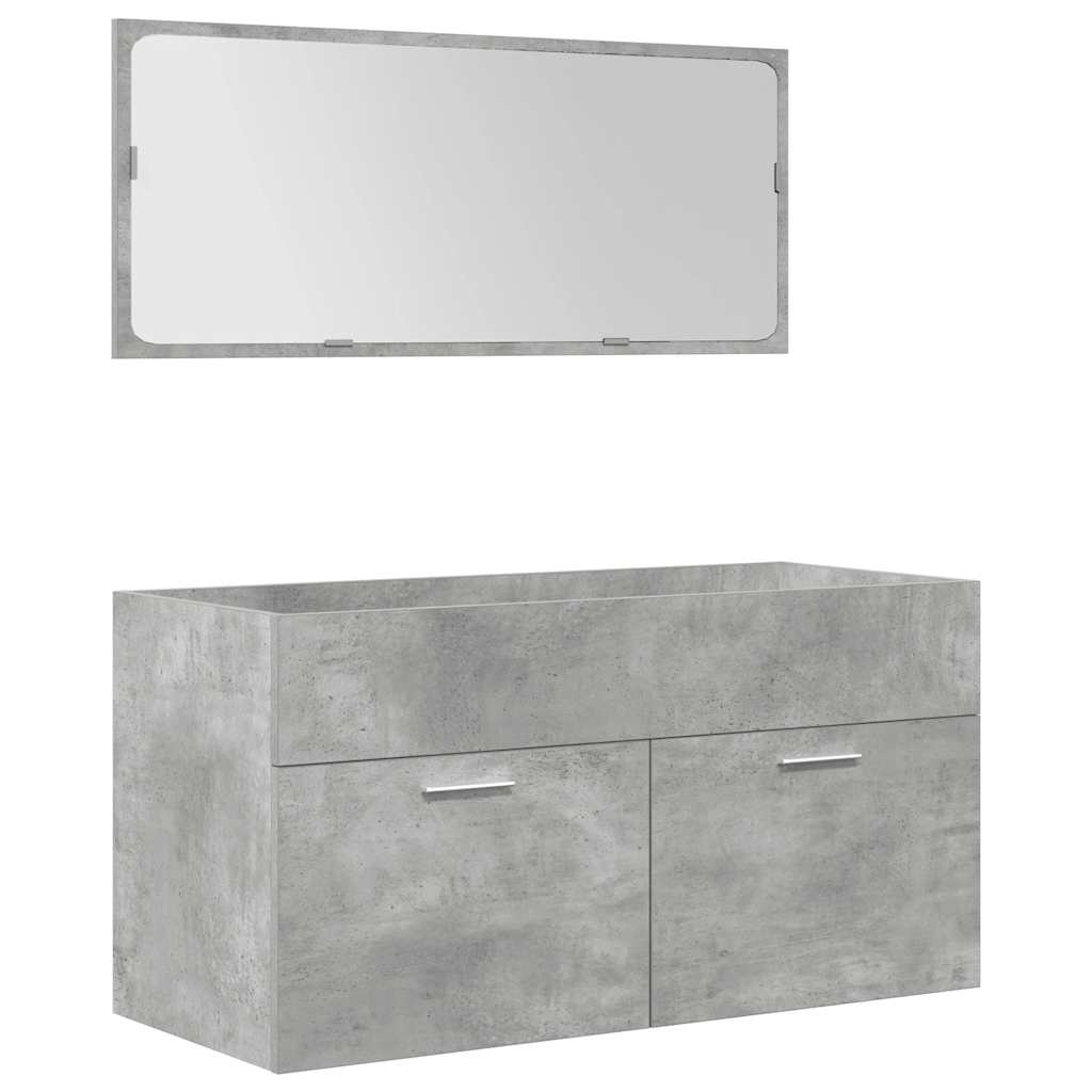 4 Piece Bathroom Furniture Set Concrete Grey Engineered Wood