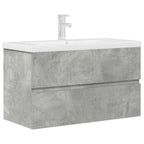 2 Piece Bathroom Furniture Set Concrete Grey Engineered Wood