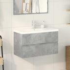 2 Piece Bathroom Furniture Set Concrete Grey Engineered Wood