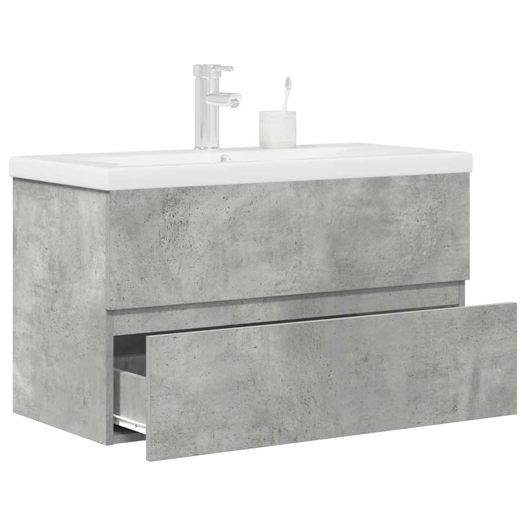 2 Piece Bathroom Furniture Set Concrete Grey Engineered Wood
