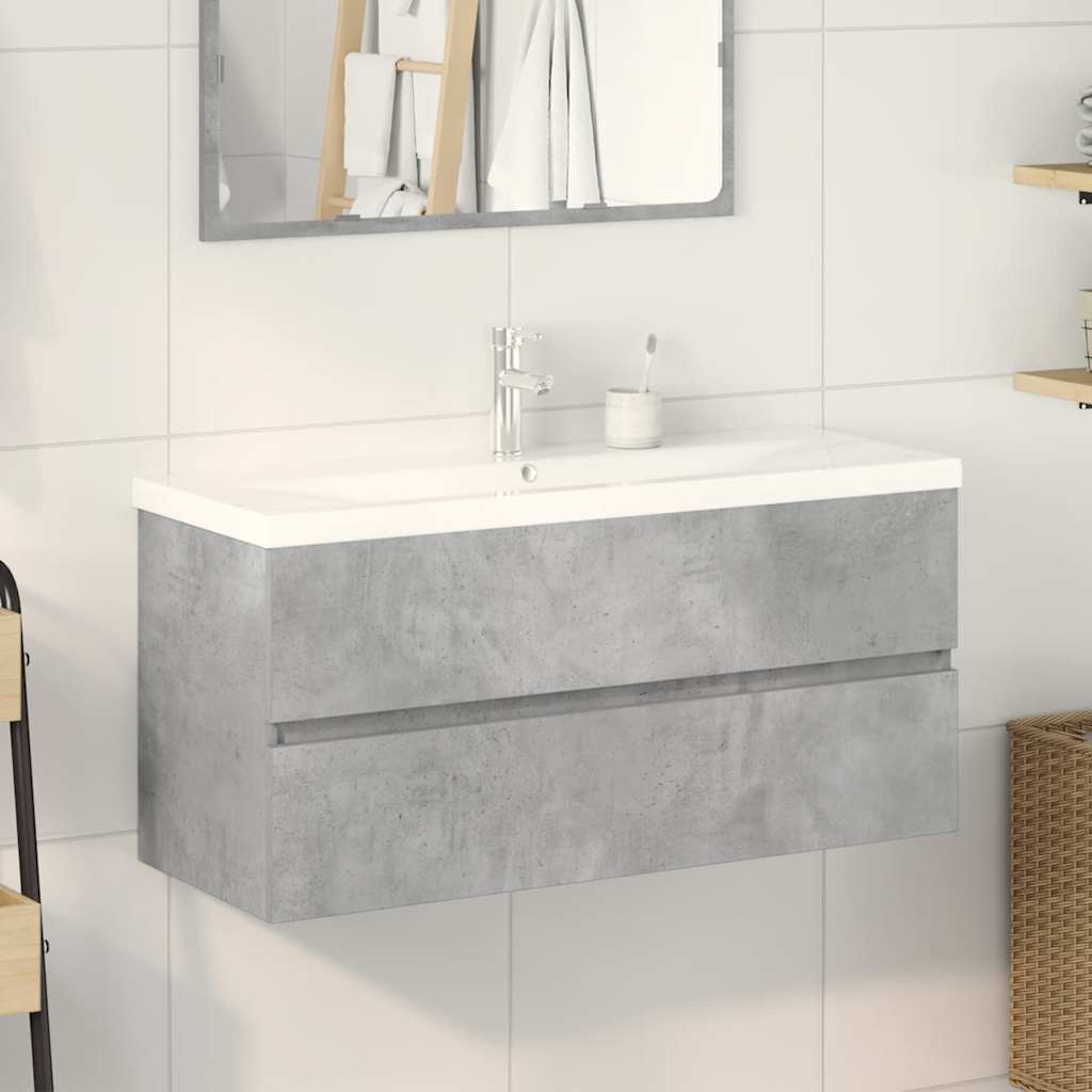 2 Piece Bathroom Furniture Set Concrete Grey Engineered Wood