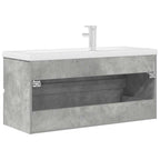2 Piece Bathroom Furniture Set Concrete Grey Engineered Wood