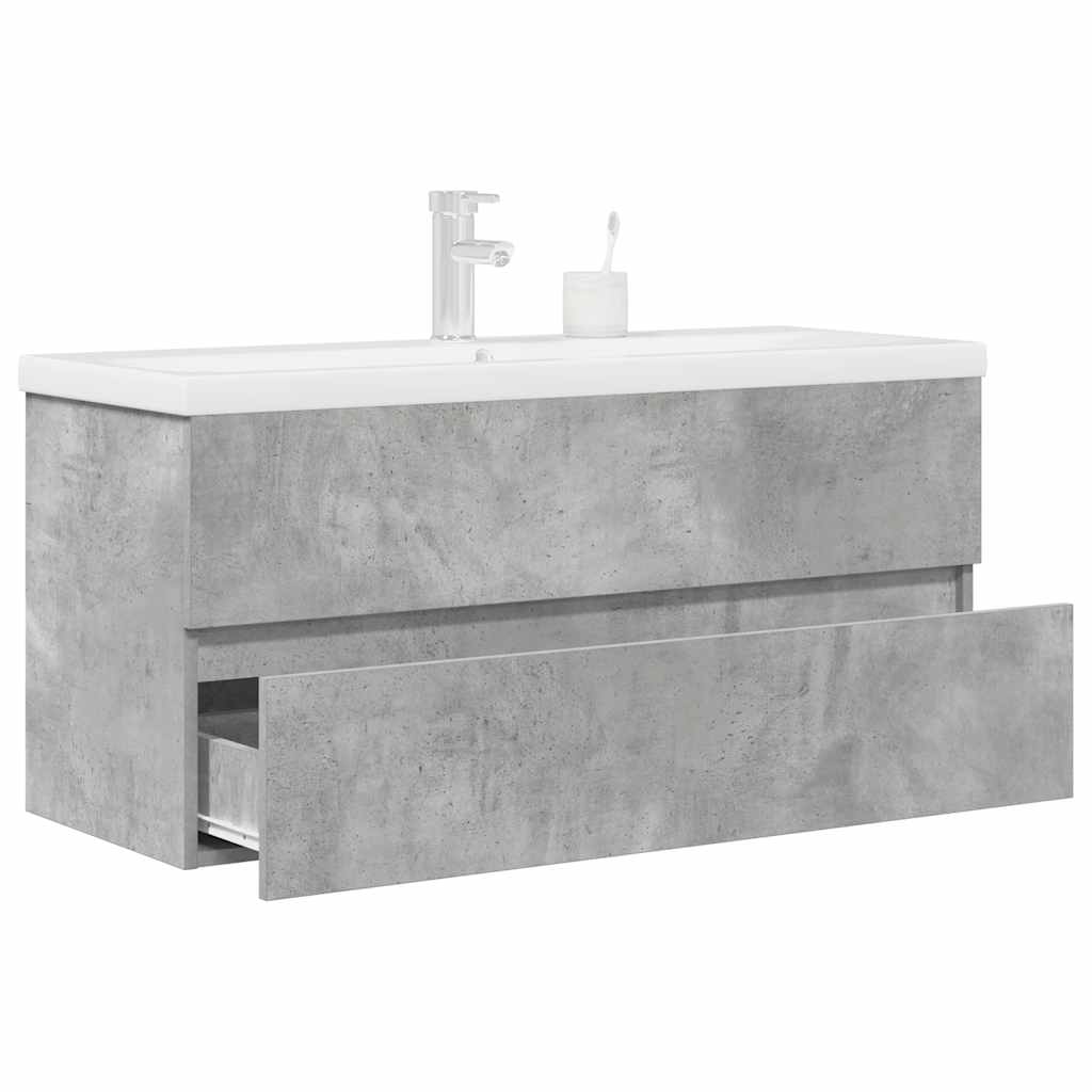 2 Piece Bathroom Furniture Set Concrete Grey Engineered Wood