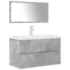 3 Piece Bathroom Furniture Set Concrete Grey Engineered Wood
