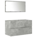 3 Piece Bathroom Furniture Set Concrete Grey Engineered Wood