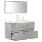3 Piece Bathroom Furniture Set Concrete Grey Engineered Wood