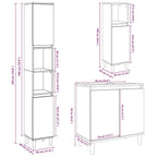 3 Piece Bathroom Furniture Set Concrete Grey Engineered Wood