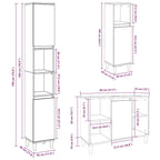 3 Piece Bathroom Furniture Set Concrete Grey Engineered Wood