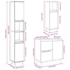 3 Piece Bathroom Furniture Set Concrete Grey Engineered Wood