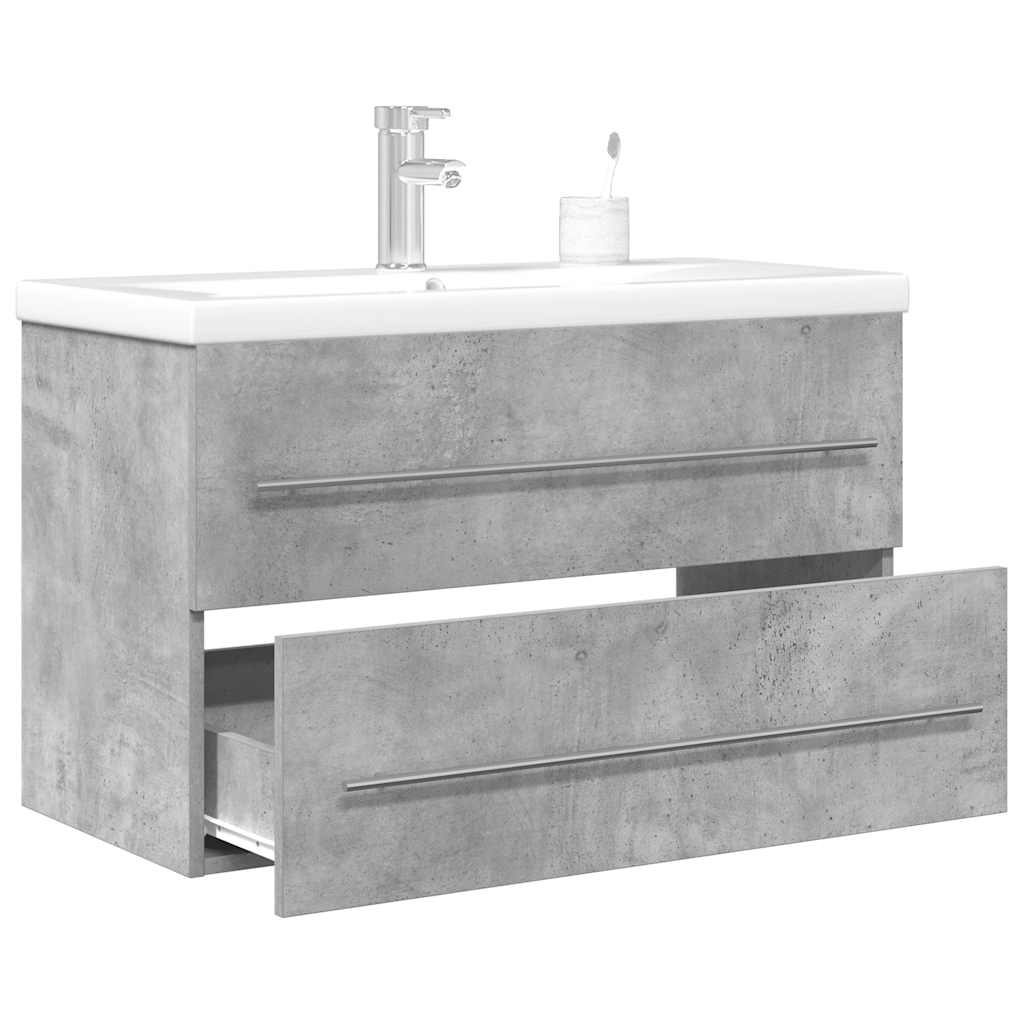 2 Piece Bathroom Furniture Set Concrete Grey Engineered Wood
