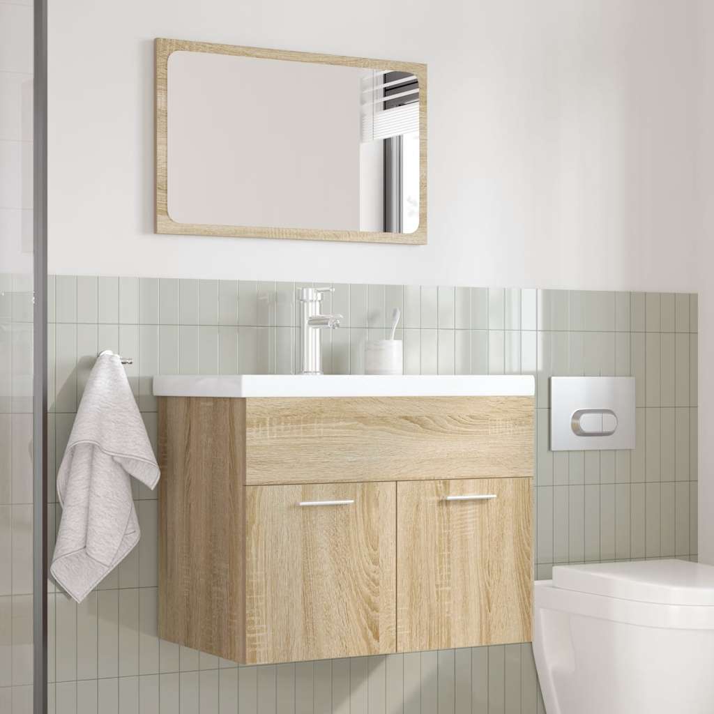 3 Piece Bathroom Furniture Set Sonoma Oak Engineered Wood