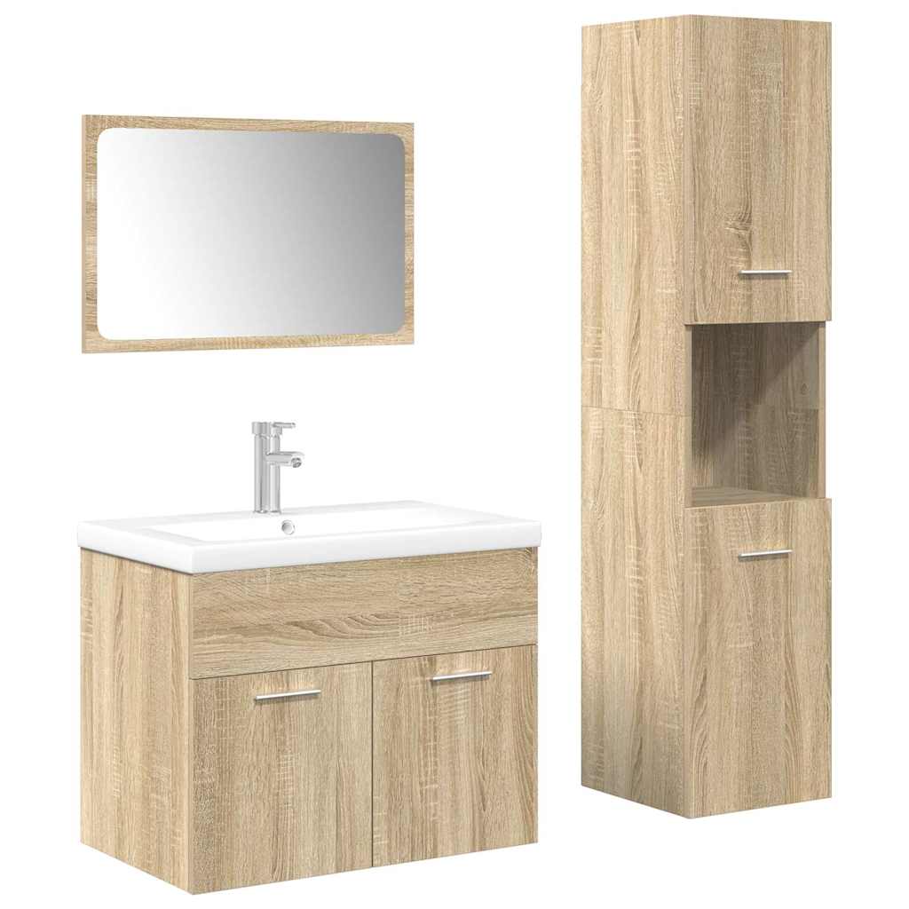 4 Piece Bathroom Furniture Set Sonoma Oak Engineered Wood