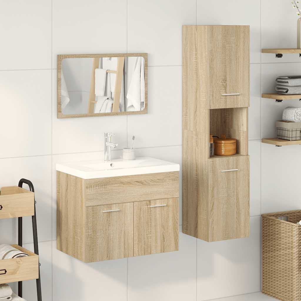 4 Piece Bathroom Furniture Set Sonoma Oak Engineered Wood