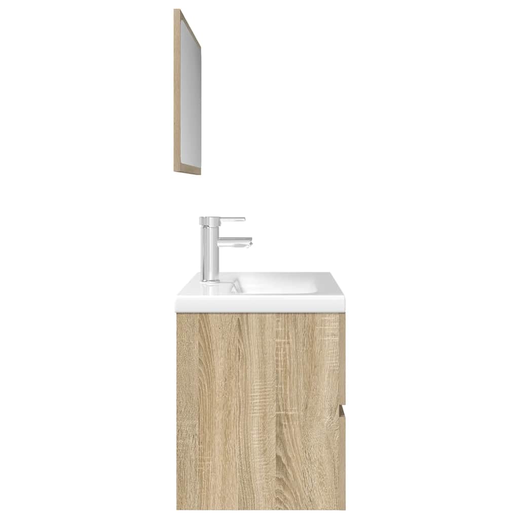 3 Piece Bathroom Furniture Set Sonoma Oak Engineered Wood