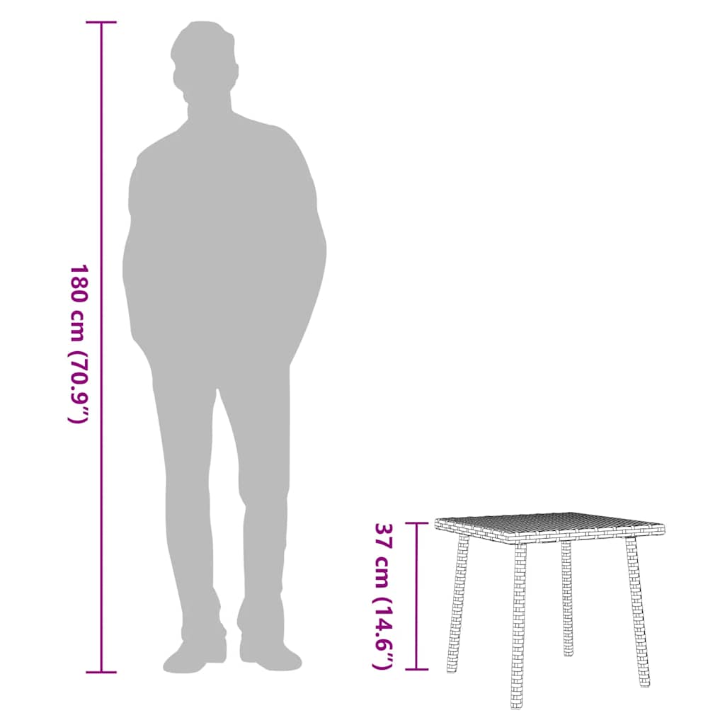 Garden Coffee Table Rectangular Brown 40x40x37 cm Poly Rattan