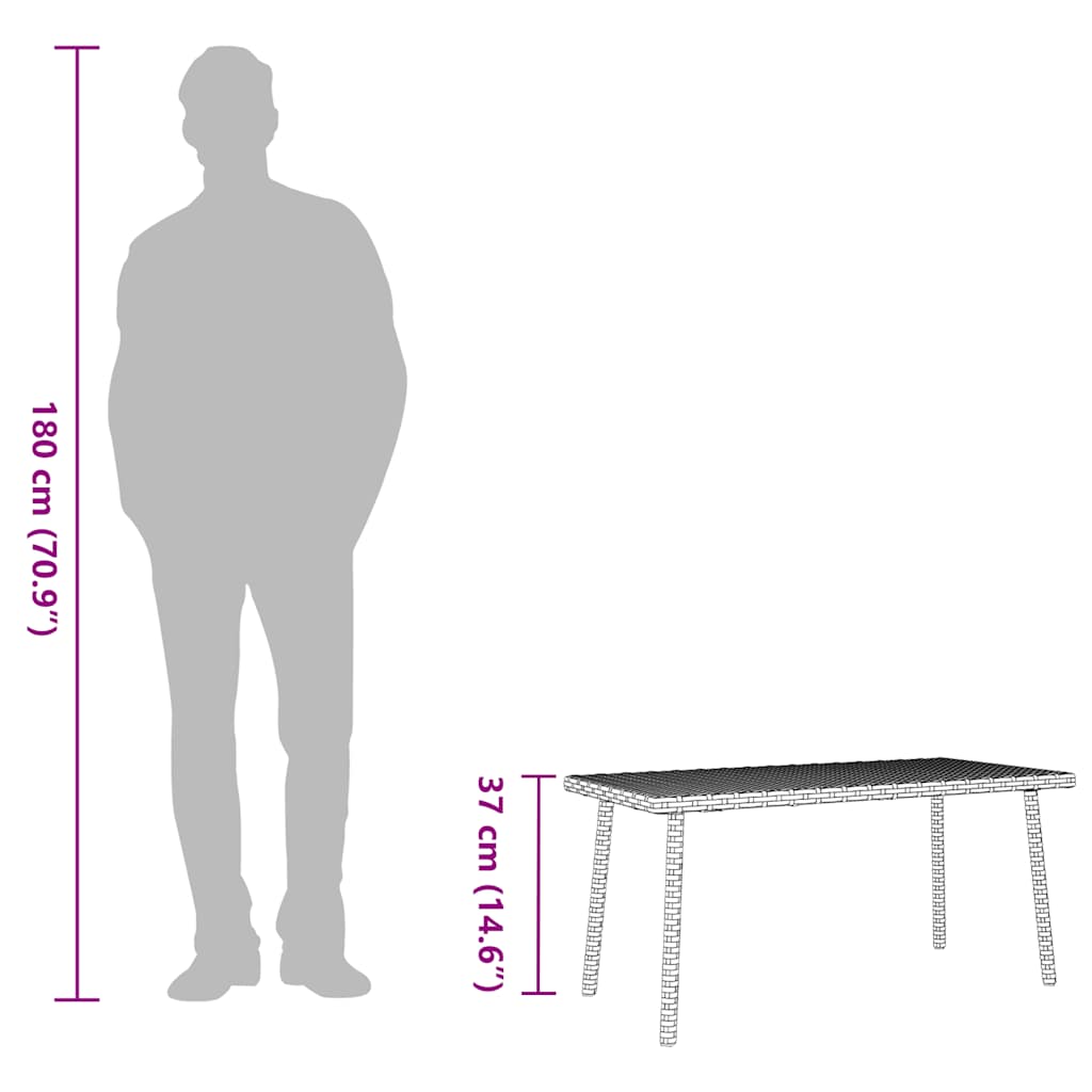 Garden Coffee Table Rectangular Grey 80x40x37 cm Poly Rattan