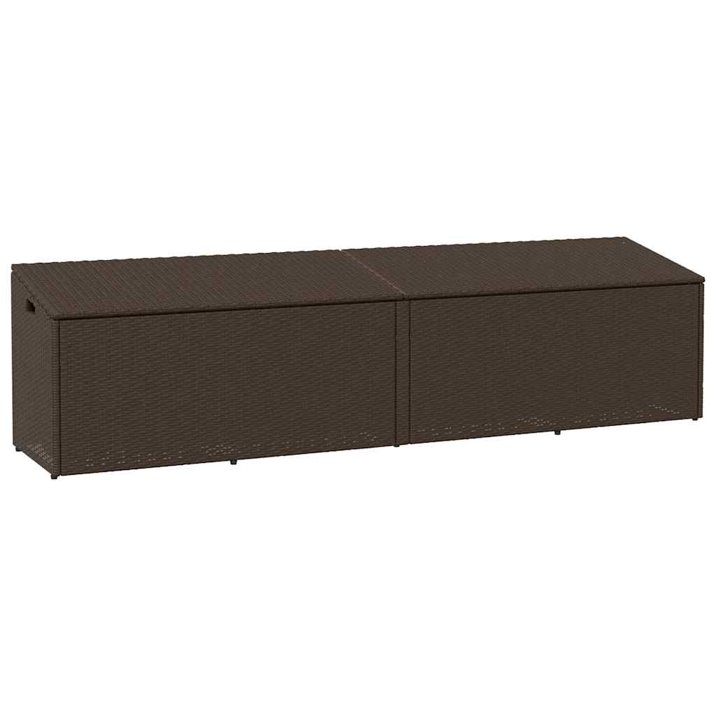 Garden Storage Box Brown 220x50x58 cm Poly Rattan