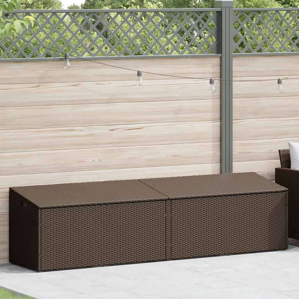 Garden Storage Box Brown 220x50x58 cm Poly Rattan