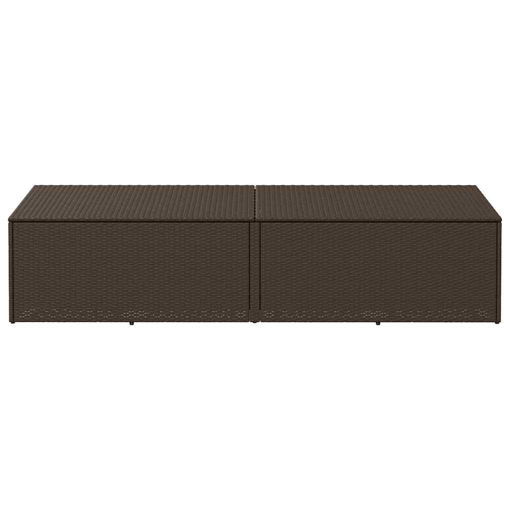 Garden Storage Box Brown 220x50x58 cm Poly Rattan